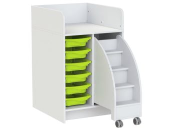 MEUBLE À LANGER KAZÉO 70 cm avec 6 stop-bacs et 1 escabeau