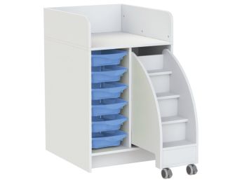 MEUBLE À LANGER KAZÉO 70 cm avec 6 stop-bacs et 1 escabeau