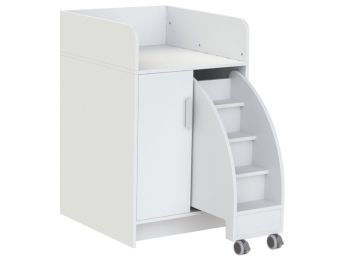 MEUBLE À LANGER KAZÉO 70 cm avec 3 étagères, 1 porte et 1 escabeau