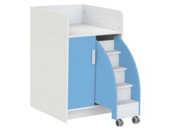 MEUBLE À LANGER KAZÉO 70 cm avec 3 étagères, 1 porte et 1 escabeau