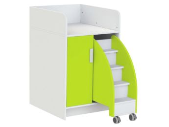 MEUBLE À LANGER KAZÉO 70 cm avec 3 étagères, 1 porte et 1 escabeau