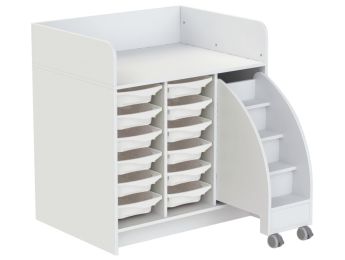 MEUBLE À LANGER KAZÉO 104 cm 12 stop-bacs et 1 escabeau