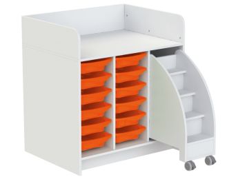 MEUBLE À LANGER KAZÉO 104 cm 12 stop-bacs et 1 escabeau