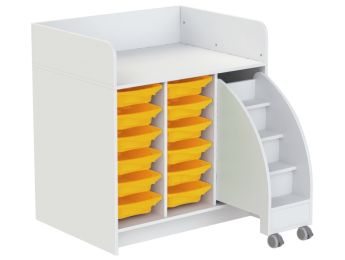 MEUBLE À LANGER KAZÉO 104 cm 12 stop-bacs et 1 escabeau