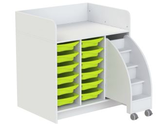 MEUBLE À LANGER KAZÉO 104 cm 12 stop-bacs et 1 escabeau