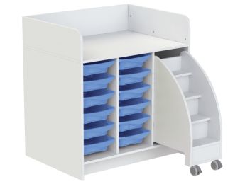 MEUBLE À LANGER KAZÉO 104 cm 12 stop-bacs et 1 escabeau