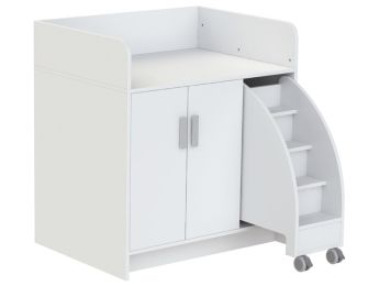 MEUBLE À LANGER KAZÉO 104 cm 6 étagères, 2 portes et 1 escabeau