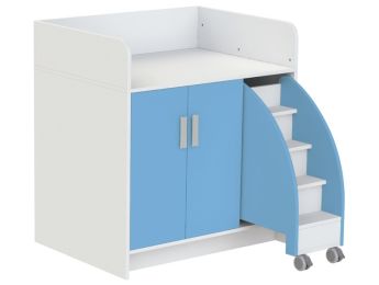 MEUBLE À LANGER KAZÉO 104 cm 6 étagères, 2 portes et 1 escabeau