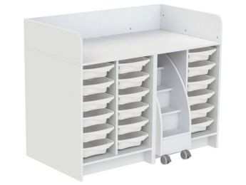 MEUBLE À LANGER KAZÉO 140 cm 18 stop-bacs et 1 escabeau