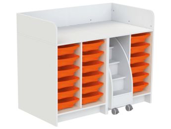 MEUBLE À LANGER KAZÉO 140 cm 18 stop-bacs et 1 escabeau