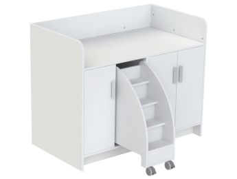 MEUBLE À LANGER KAZÉO 140 cm 9 étagères, 3 portes et 1 escabeau