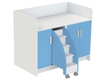 MEUBLE À LANGER KAZÉO 140 cm 9 étagères, 3 portes et 1 escabeau