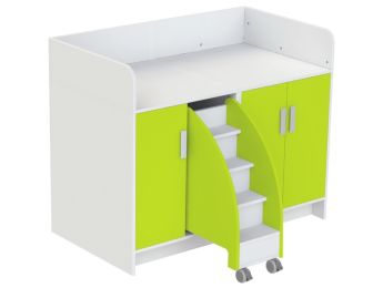 MEUBLE À LANGER KAZÉO 140 cm 9 étagères, 3 portes et 1 escabeau