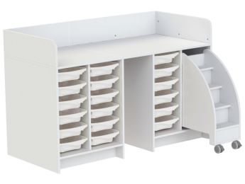MEUBLE À LANGER KAZÉO 172 cm 18 stop-bacs et 1 escabeau