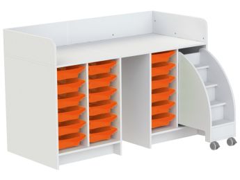 MEUBLE À LANGER KAZÉO 172 cm 18 stop-bacs et 1 escabeau