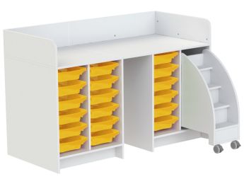 MEUBLE À LANGER KAZÉO 172 cm 18 stop-bacs et 1 escabeau
