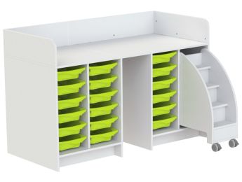 MEUBLE À LANGER KAZÉO 172 cm 18 stop-bacs et 1 escabeau