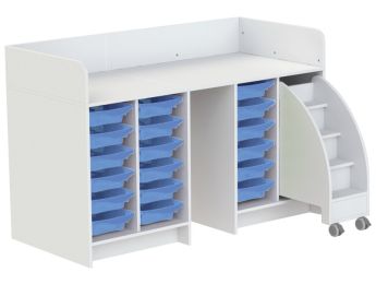 MEUBLE À LANGER KAZÉO 172 cm 18 stop-bacs et 1 escabeau
