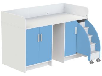 MEUBLE À LANGER KAZÉO 172 cm 9 étagères, 3 portes et 1 escabeau