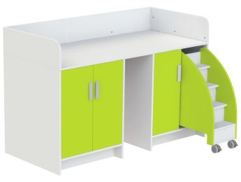 MEUBLE À LANGER KAZÉO 172 cm 9 étagères, 3 portes et 1 escabeau