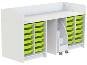 MEUBLE À LANGER KAZÉO 206 cm 24 stop-bacs et 1 escabeau