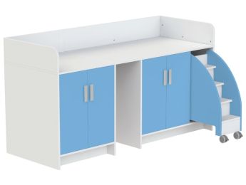 MEUBLE À LANGER KAZÉO 206 cm 12 étagères 4 portes et 1 escabeau