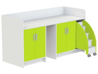 MEUBLE À LANGER KAZÉO 206 cm 12 étagères 4 portes et 1 escabeau