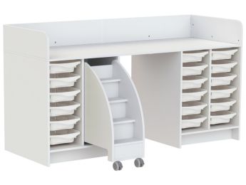 MEUBLE À LANGER KAZÉO 206 cm 18 stop-bacs et 1 escabeau