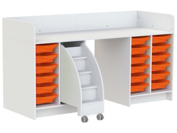 MEUBLE À LANGER KAZÉO 206 cm 18 stop-bacs et 1 escabeau