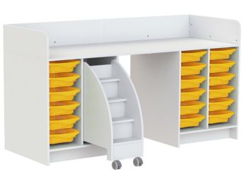 MEUBLE À LANGER KAZÉO 206 cm 18 stop-bacs et 1 escabeau