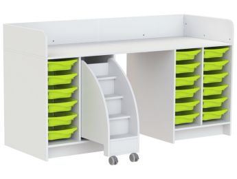 MEUBLE À LANGER KAZÉO 206 cm 18 stop-bacs et 1 escabeau