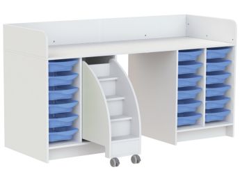 MEUBLE À LANGER KAZÉO 206 cm 18 stop-bacs et 1 escabeau