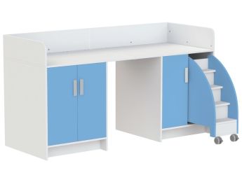 MEUBLE À LANGER KAZÉO 206 cm 9 étagères 3 portes et 1 escabeau