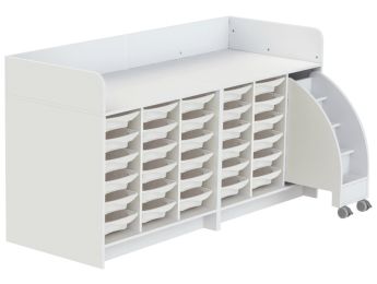 MEUBLE À LANGER KAZÉO 208 cm 30 stop-bacs et 1 escabeau
