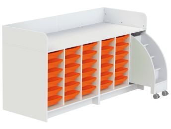 MEUBLE À LANGER KAZÉO 208 cm 30 stop-bacs et 1 escabeau