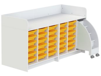 MEUBLE À LANGER KAZÉO 208 cm 30 stop-bacs et 1 escabeau