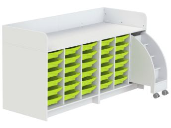 MEUBLE À LANGER KAZÉO 208 cm 30 stop-bacs et 1 escabeau