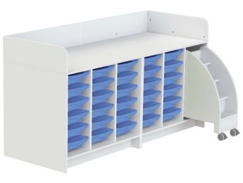MEUBLE À LANGER KAZÉO 208 cm 30 stop-bacs et 1 escabeau