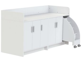 MEUBLE À LANGER KAZÉO 208 cm 12 étagères, 5 portes et 1 escabeau