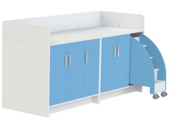 MEUBLE À LANGER KAZÉO 208 cm 12 étagères, 5 portes et 1 escabeau