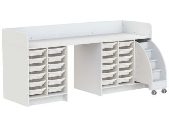 MEUBLE À LANGER KAZÉO 238 cm 24 stop-bacs et 1 escabeau