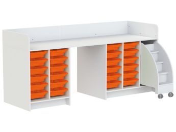 MEUBLE À LANGER KAZÉO 238 cm 24 stop-bacs et 1 escabeau