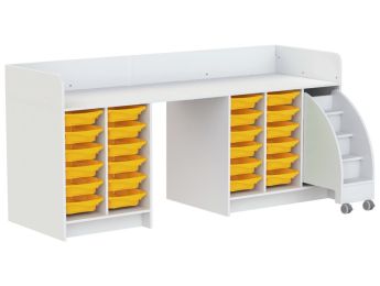 MEUBLE À LANGER KAZÉO 238 cm 24 stop-bacs et 1 escabeau