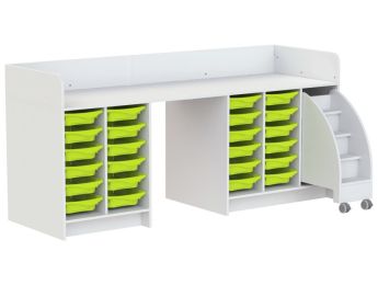 MEUBLE À LANGER KAZÉO 238 cm 24 stop-bacs et 1 escabeau