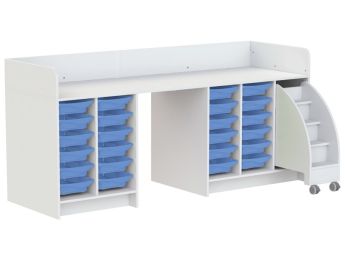 MEUBLE À LANGER KAZÉO 238 cm 24 stop-bacs et 1 escabeau