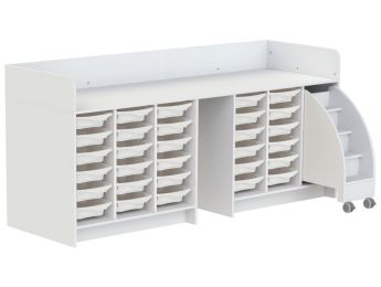 MEUBLE À LANGER KAZÉO 240 cm 30 stop-bacs et 1 escabeau