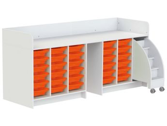 MEUBLE À LANGER KAZÉO 240 cm 30 stop-bacs et 1 escabeau