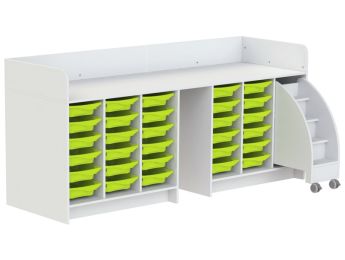MEUBLE À LANGER KAZÉO 240 cm 30 stop-bacs et 1 escabeau