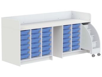 MEUBLE À LANGER KAZÉO 240 cm 30 stop-bacs et 1 escabeau