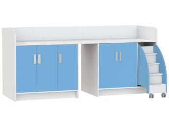 MEUBLE À LANGER KAZÉO 240 cm 12 étagères, 5 portes et 1 escabeau
